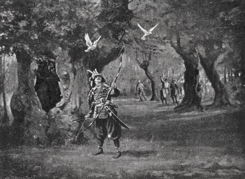En händelse i det japanska "Rosornas krig" (litografi) av Margaret (after) Dovaston