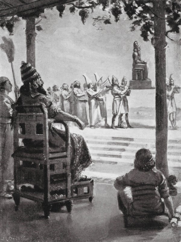 Nyårsdagen i Babylon, 680 f.Kr (litografi) av Margaret (after) Dovaston
