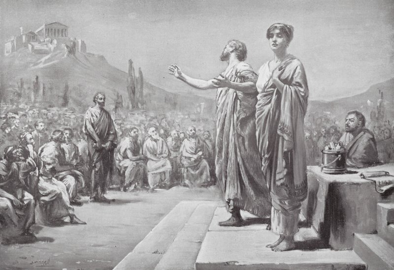 Perikles vädjar om Aspasia (lito) av Margaret (after) Dovaston