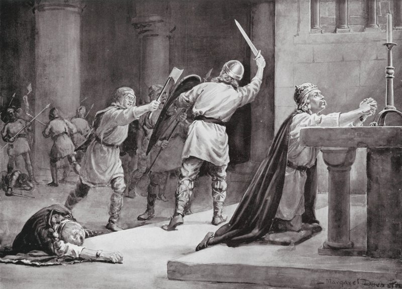 Mordet på helgonet Knud av Margaret (after) Dovaston