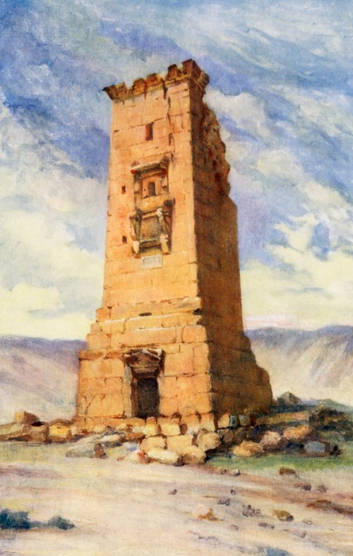 A Bårhusets torn, Palmyra (färglitografi) av Margaret Thomas