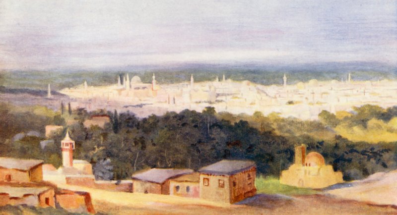 Damaskus från Salehiyeh (färglitografi) av Margaret Thomas