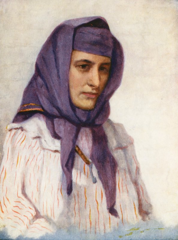 Maronitisk flicka från Libanon (färglitografi) av Margaret Thomas