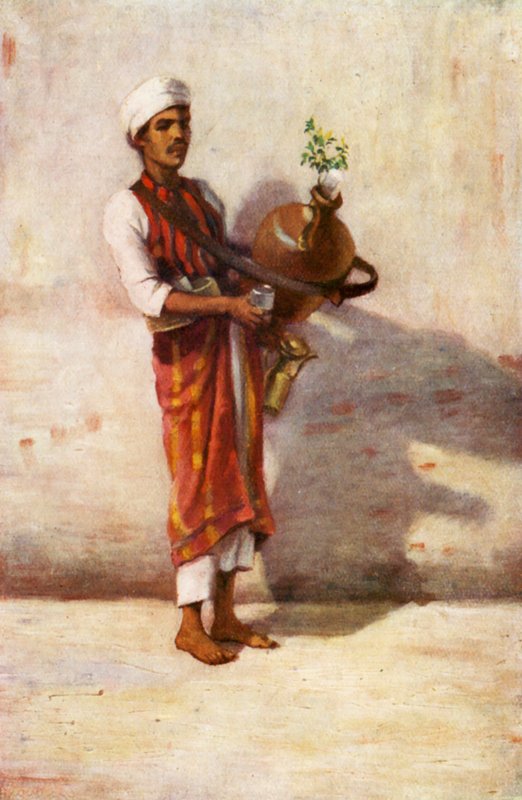 Säljaren av vatten (färglitografi) av Margaret Thomas