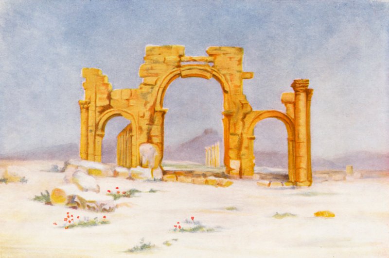 Triumfbåge, Palmyra (färglitografi) av Margaret Thomas