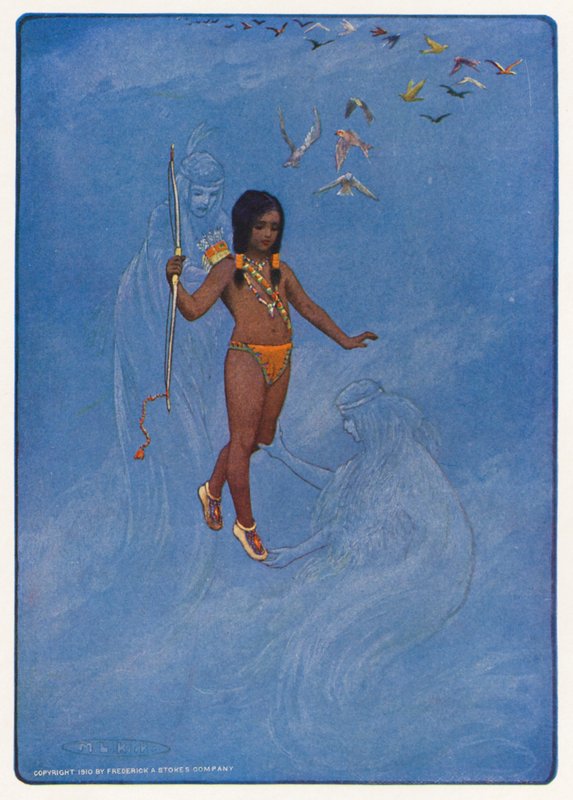 Illustration till Hiawatha av Longfellow (färglitografi) av Maria Louise Kirk