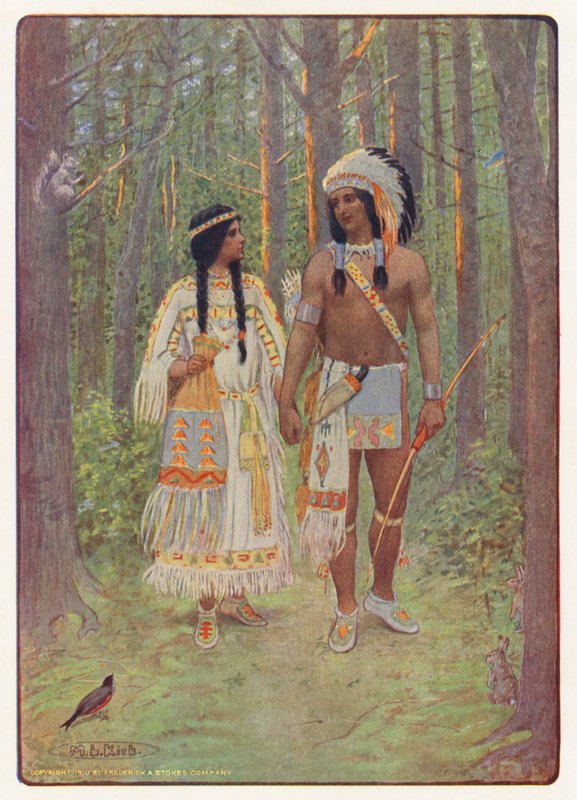 Illustration till Hiawatha av Longfellow (färglitografi) av Maria Louise Kirk