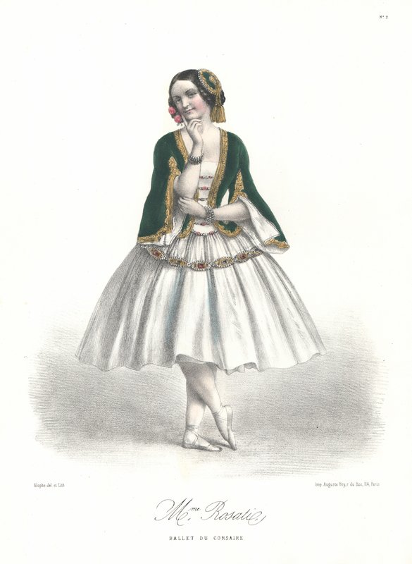 Italienska balettdansösen Carolina Rosati i Adolphe Adams balett Le Corsaire på Parisoperan av Marie Alexandre (after) Alophe