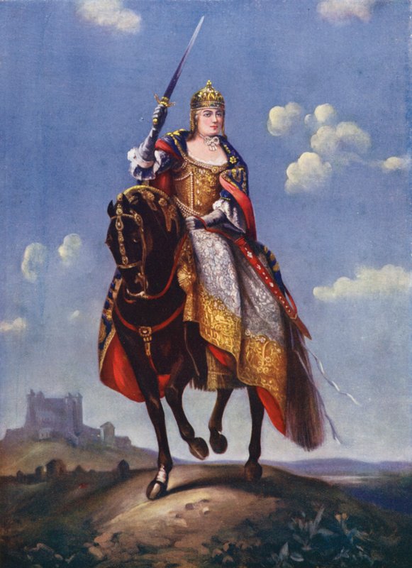 Maria Theresia på kröningsberget i Pressburg (färglitografi) av Martin van (after) Mytens or Meytens