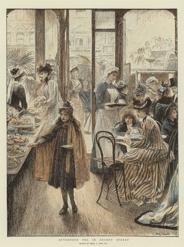 Afternoon Tea på Regent Street (kromolit) av Mary L. Gow