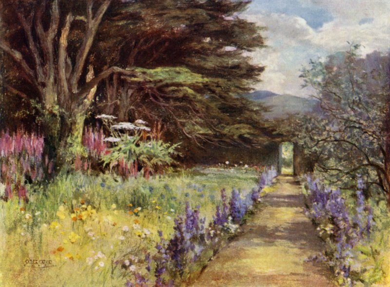 Scottish Gardens: Colinton House (färg litho) av Mary Georgina Wade Wilson