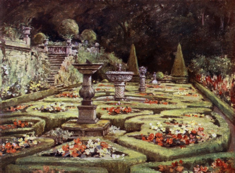 Scottish Gardens: Dalzell (färg litho) av Mary Georgina Wade Wilson