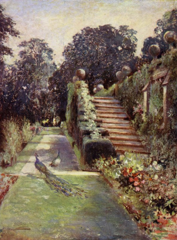 Scottish Gardens: Dunrobin (färg litho) av Mary Georgina Wade Wilson