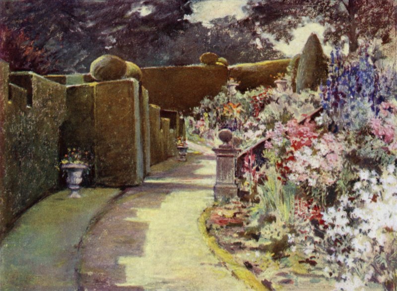 Scottish Gardens: Sunderland Hall (färg litho) av Mary Georgina Wade Wilson