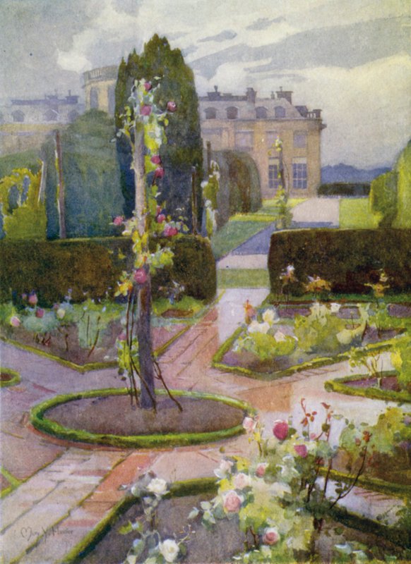 The Rose Garden, Rosneath House (färg litho) av Mary Young Hunter