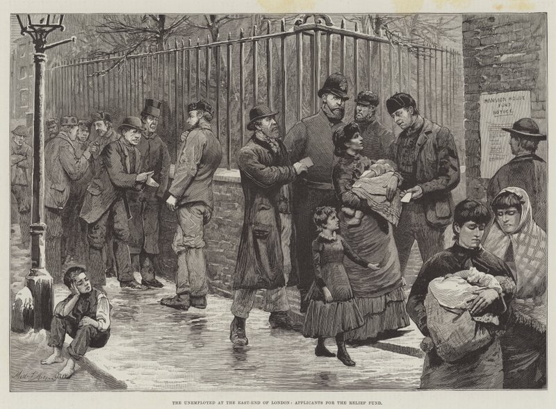 Arbetslösa i East-End of London, sökande till hjälpfonden av Matthew Somerville Morgan
