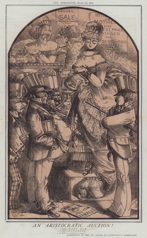 En aristokratisk auktion! (färg litho) av Matthew