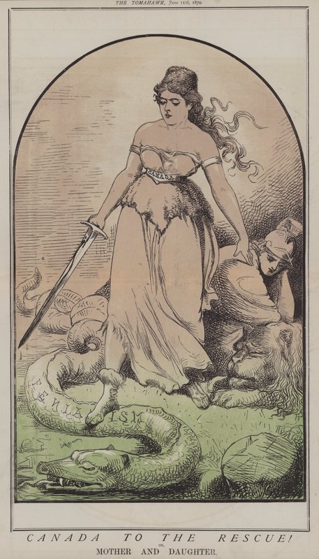 Kanada till räddningen! eller, mor och dotter (färg litho) av Matthew