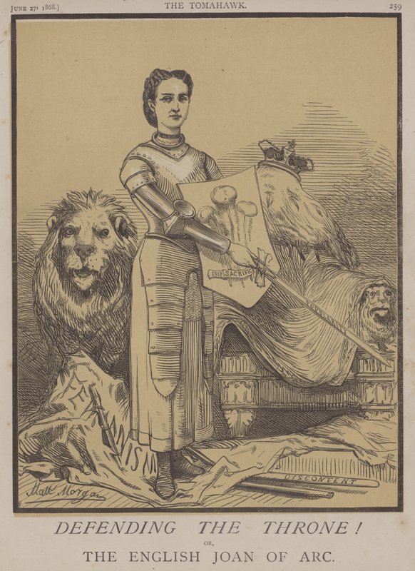 Försvara tronen! eller, den engelska Joan of Arc (färg litho) av Matthew