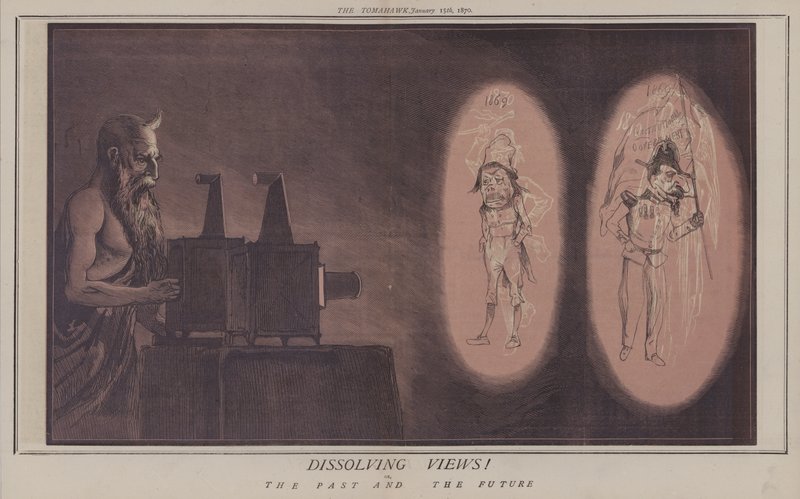 Upplösande vyer! eller, Det förflutna och framtiden (färg litho) av Matthew