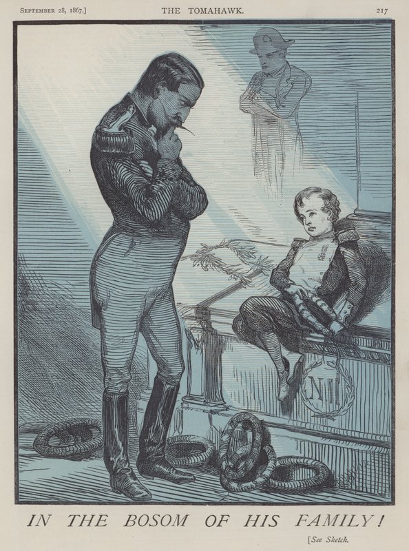 I hans familjs sköte! (färg litho) av Matthew