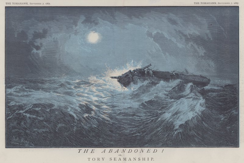 Den övergivna! eller Tory Seamanship (färg litho) av Matthew