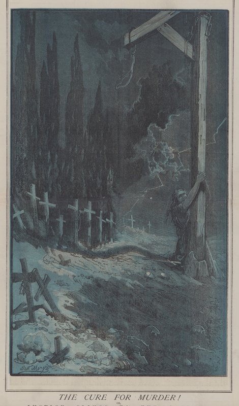 Botemedlet mot mord! eller, Justice Cling to the Gallows (färg litho) av Matthew