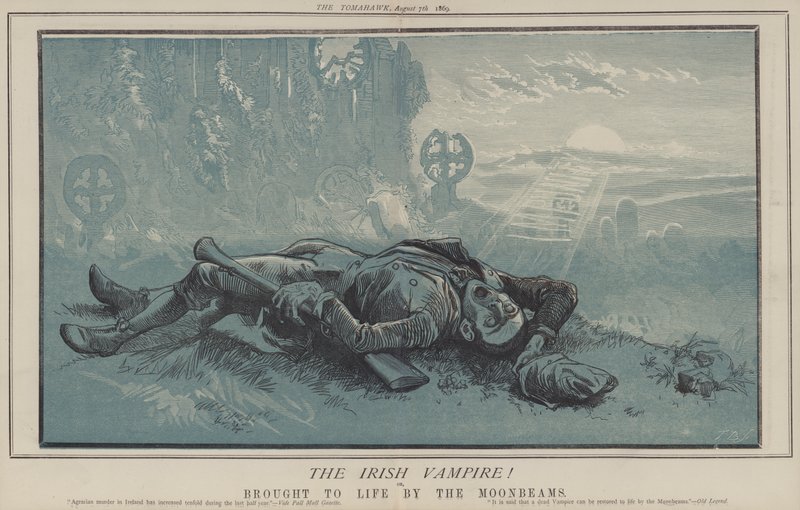 Den irländska vampyren! eller, väckt till liv av månstrålarna (färg litho) av Matthew