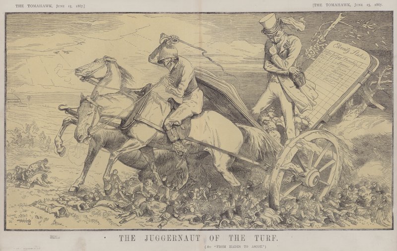 The Juggernaut of the Turf (färg litho) av Matthew