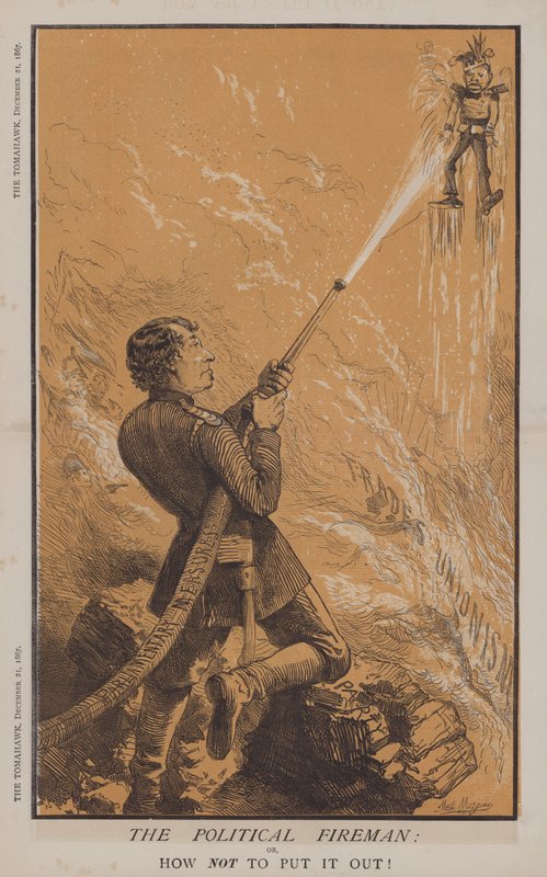 Den politiska brandmannen: eller hur ska man inte släcka det! (färg litho) av Matthew