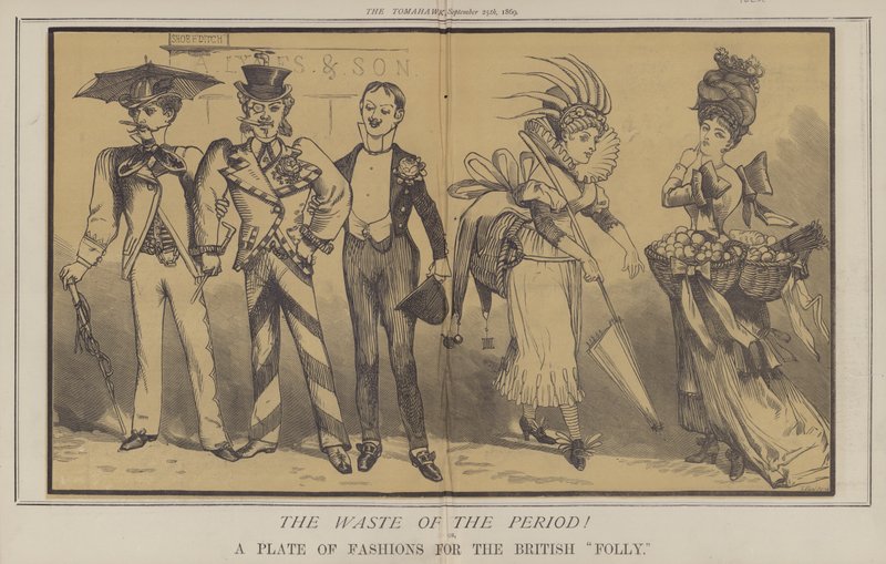 Periodens slöseri! eller, A Plate of Fashions for the British Folly (färg litho) av Matthew