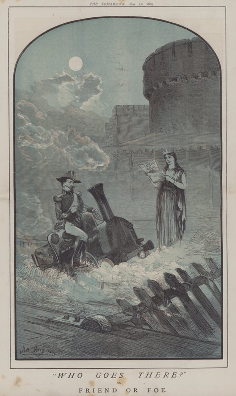 Vem går där? eller, vän eller fiende (färg litho) av Matthew