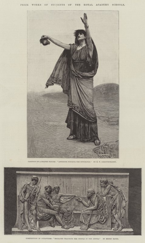 Prisverk av elever från Royal Academy Schools. Illustration till The Illustrated London News, 5 januari 1884. av Maurice Greiffenhagen