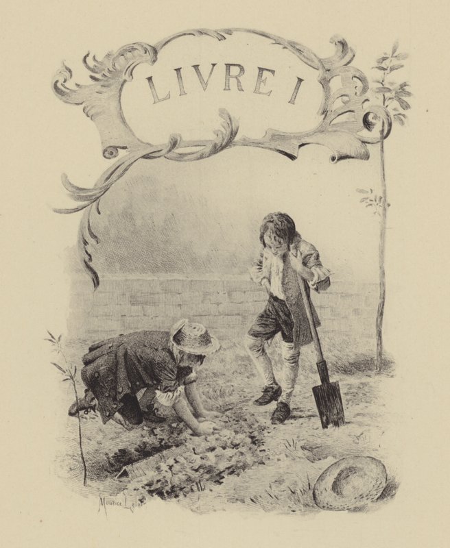 Illustration till bok I av Jean-Jacques Rousseaus bekännelser av Maurice Leloir