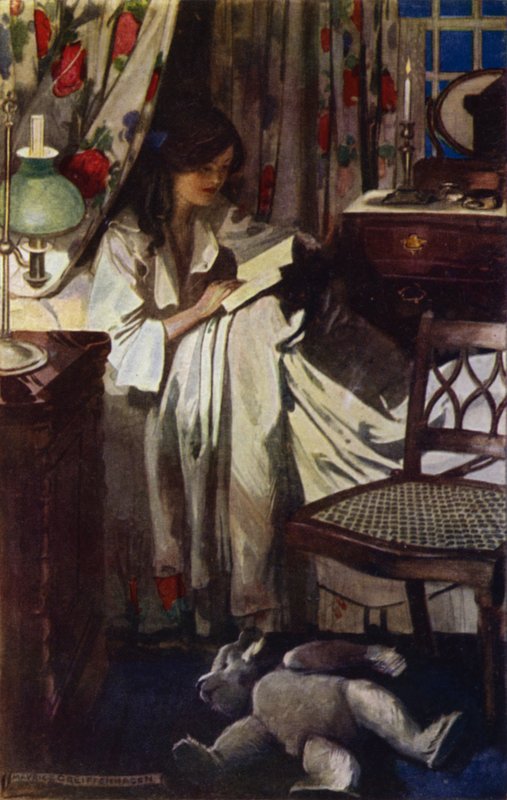 Besök i Bagdad: Dido täckt i sängen (färg litho) av Maurice (after) Greiffenhagen