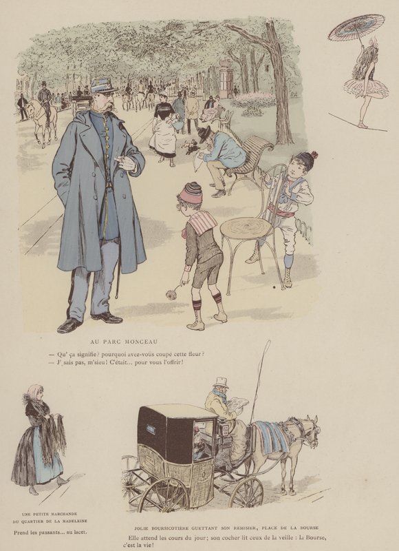 Illustration till Paris Brillant (färglitografi) av Maurice Charles Mathieu Bonvoisin