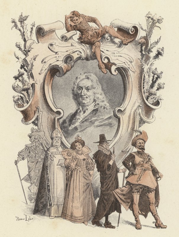 Alain-Rene Lesage, porträtt (lito i färg) av Maurice Leloir