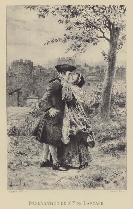 Madame de Larnages förklaring (gravyr) av Maurice Leloir