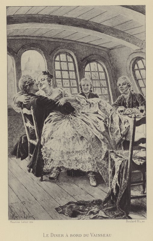 Middag ombord på fartyget (gravyr) av Maurice Leloir