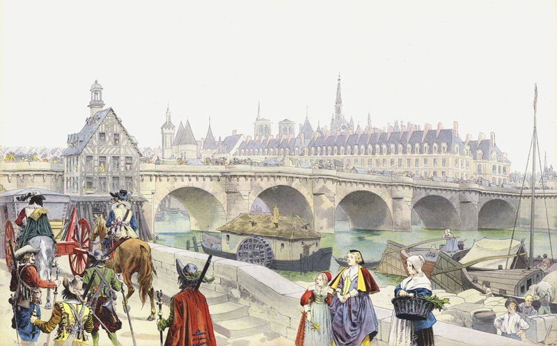 Förvisad till Blois lämnade Marie de Medicis och hennes svit Louvren av Maurice Leloir