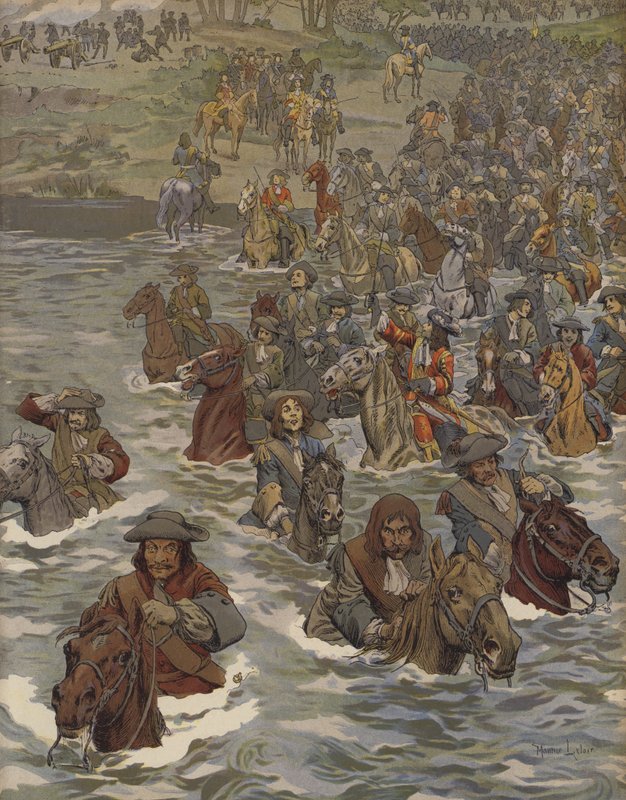 Fransk armé korsar Rhen av Maurice Leloir