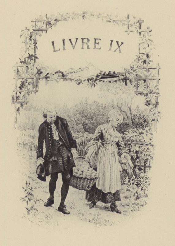 Illustration till bok IX av Jean-Jacques Rousseaus bekännelser (gravyr) av Maurice Leloir