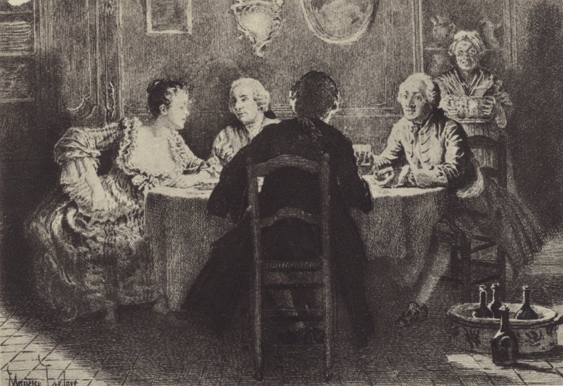 Illustration till bok VIII av Jean-Jacques Rousseaus bekännelser (gravyr) av Maurice Leloir