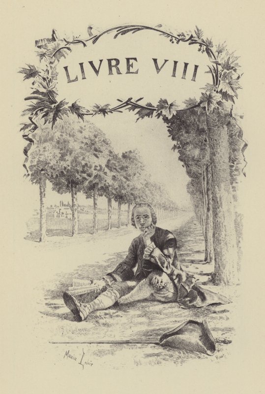 Illustration till bok VIII av Jean-Jacques Rousseaus bekännelser (gravyr) av Maurice Leloir