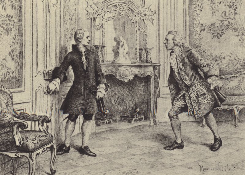 Illustration till bok VII av Jean-Jacques Rousseaus bekännelser (gravyr) av Maurice Leloir