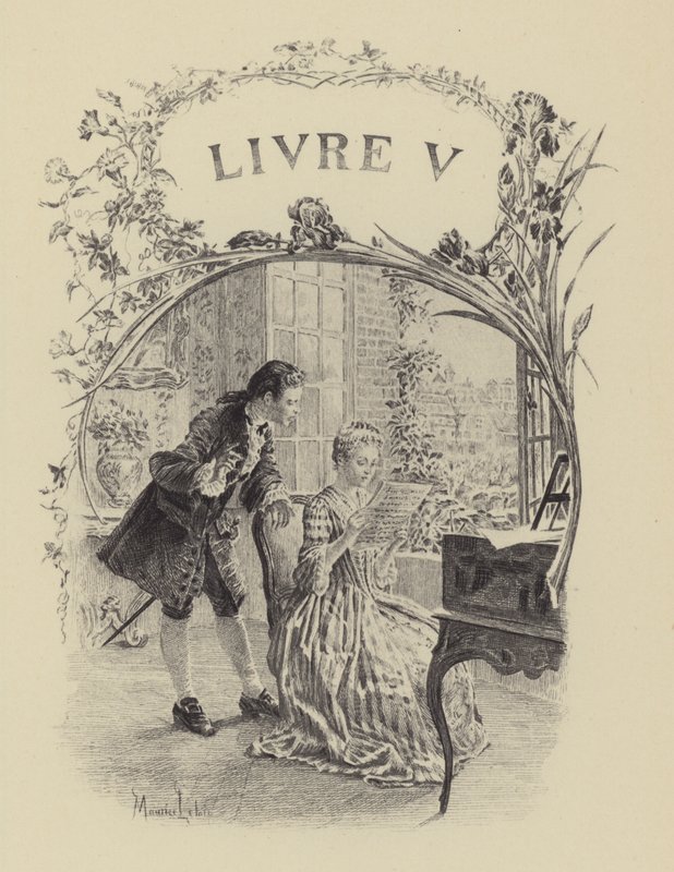 Illustration till bok V av Jean-Jacques Rousseaus bekännelser (gravyr) av Maurice Leloir