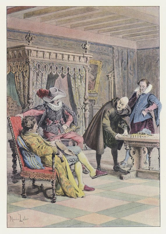 Illustration för Gil Blas (färg litho) av Maurice Leloir