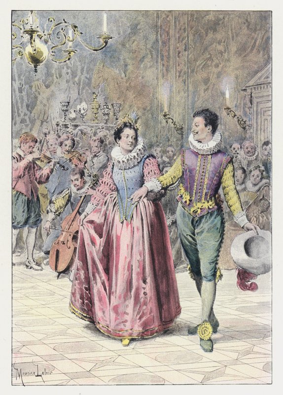 Illustration för Gil Blas (färg litho) av Maurice Leloir