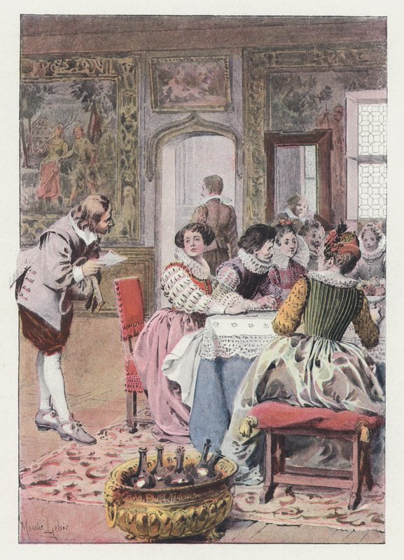 Illustration för Gil Blas (färg litho) av Maurice Leloir