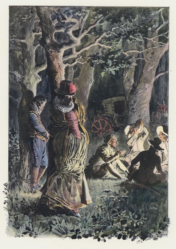 Illustration för Gil Blas (färg litho) av Maurice Leloir